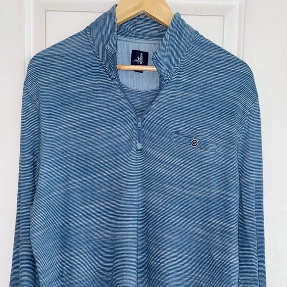 johnnie-O Indigo Striped 1/4 Zip Pullover - Picture 1 of 5